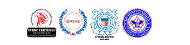 Certifications: SBA, SDVOSB, Official Coast Guard, and U.S. Government Printing Office logos